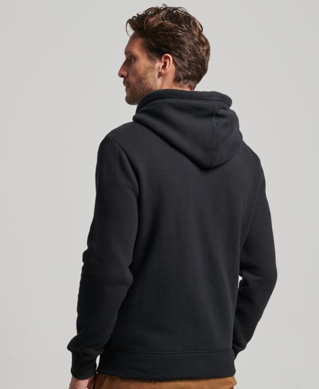 hombres Superdry negro sudadera con cremallera y logo bordado 2R68Z731