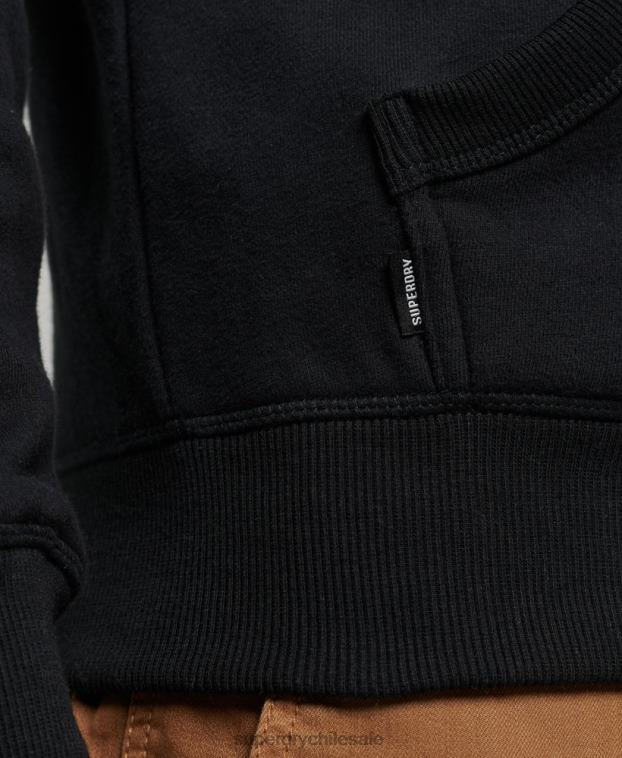 hombres Superdry negro sudadera con cremallera y logo bordado 2R68Z731