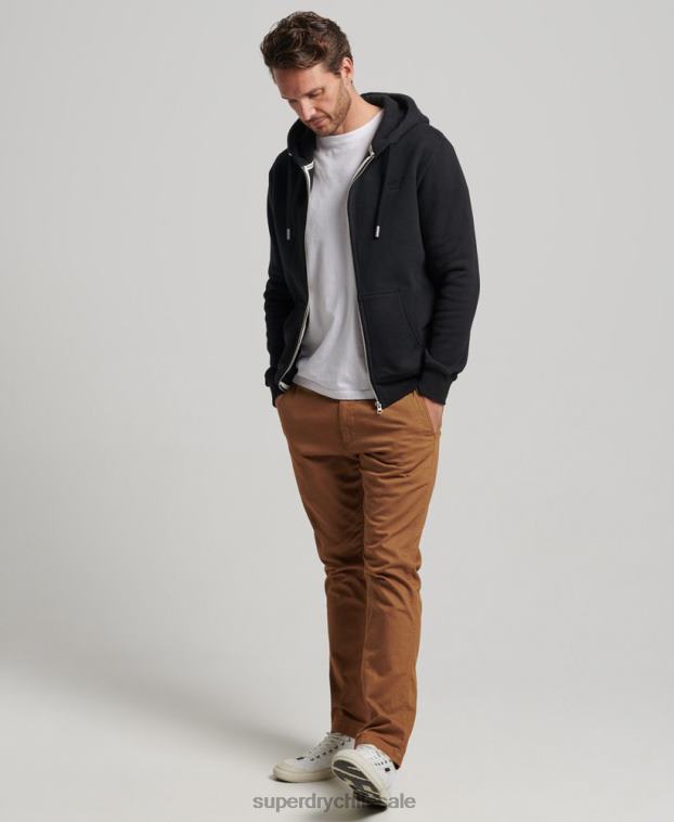 hombres Superdry negro sudadera con cremallera y logo bordado 2R68Z731