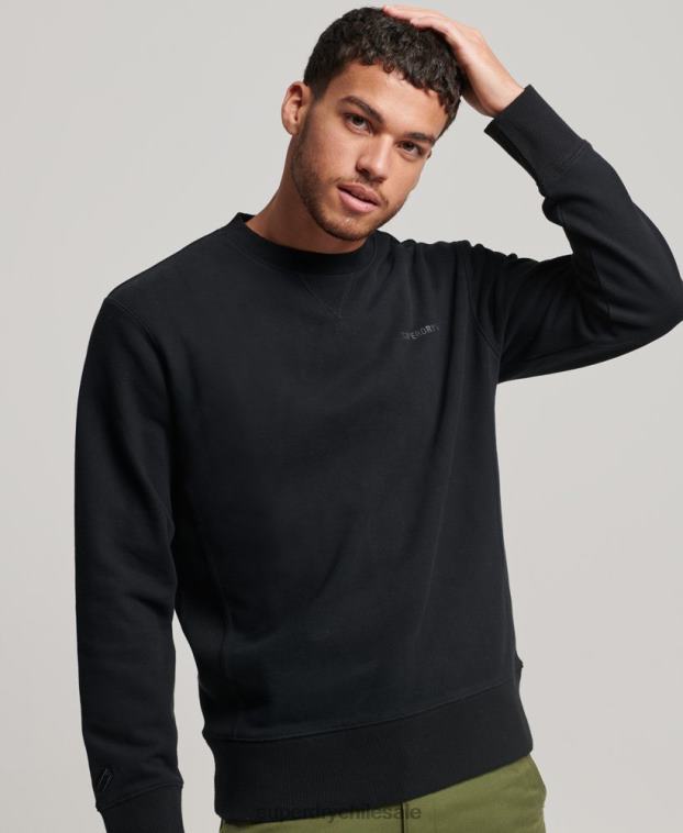 hombres Superdry negro sudadera con cuello redondo Code Essential sobreteñida 2R68Z593