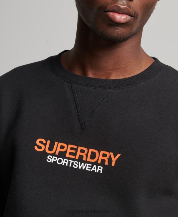 hombres Superdry negro sudadera con cuello redondo code sportswear 2R68Z630
