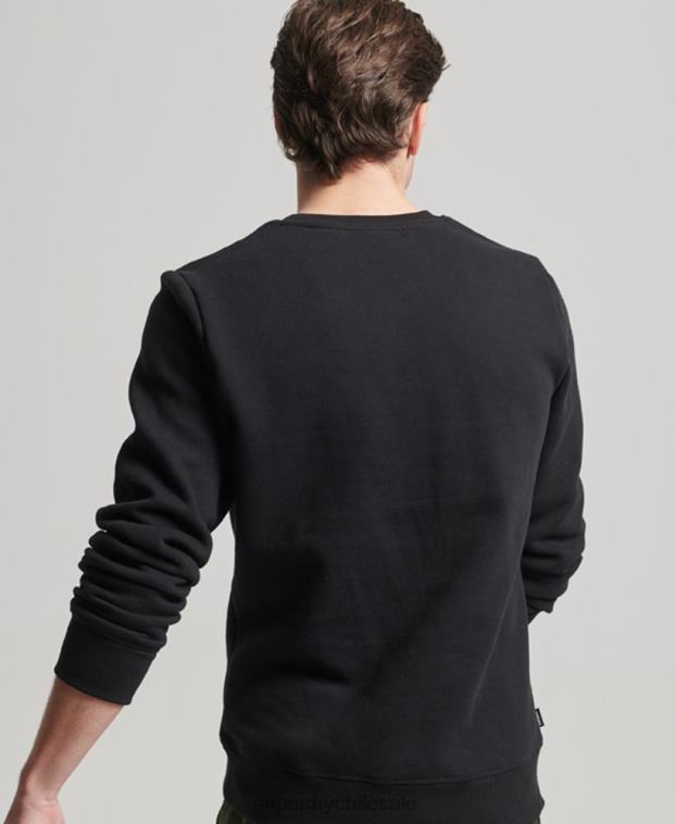 hombres Superdry negro sudadera con cuello redondo y logo bordado 2R68Z642