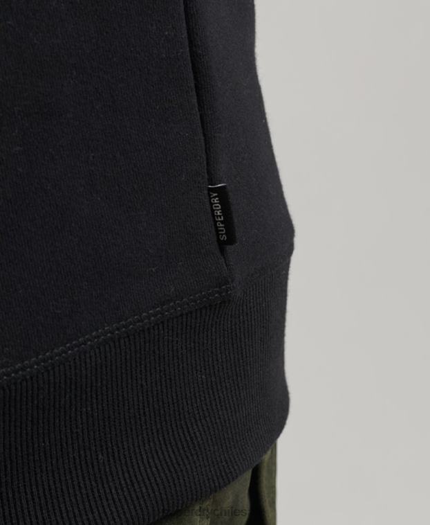hombres Superdry negro sudadera con cuello redondo y logo bordado 2R68Z642