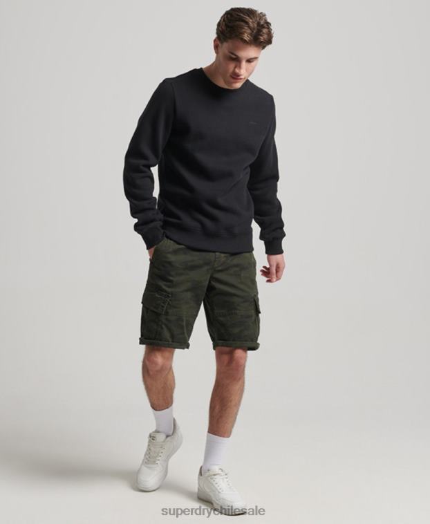 hombres Superdry negro sudadera con cuello redondo y logo bordado 2R68Z642