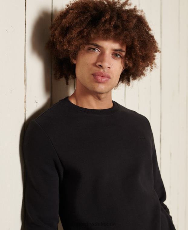 hombres Superdry negro sudadera con cuello redondo y logo bordado 2R68Z776