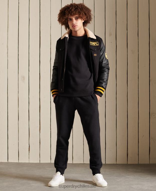 hombres Superdry negro sudadera con cuello redondo y logo bordado 2R68Z776