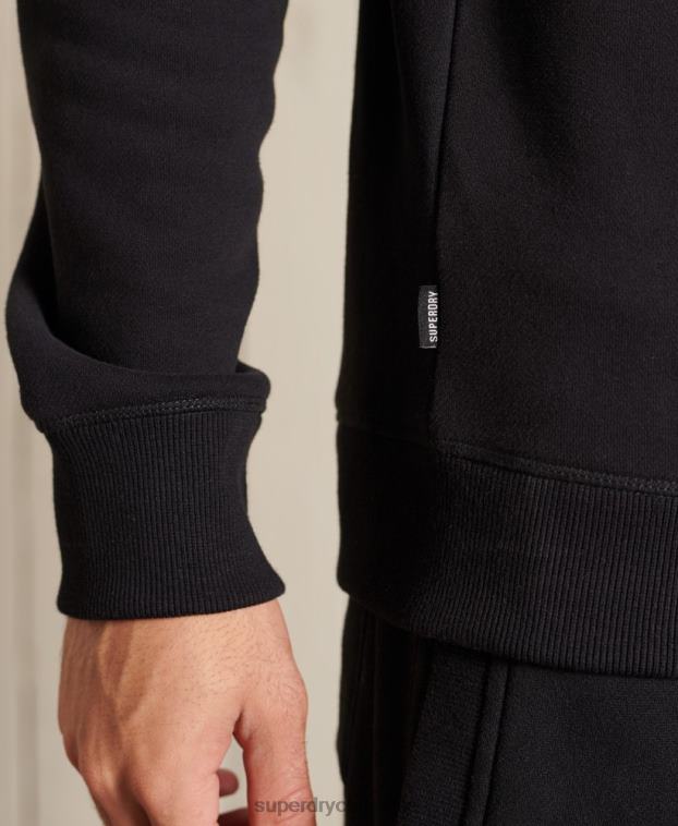 hombres Superdry negro sudadera con cuello redondo y logo bordado 2R68Z776