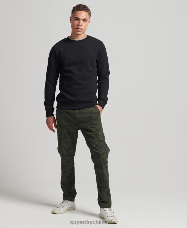 hombres Superdry negro sudadera con cuello redondo y logo esencial de algodón orgánico 2R68Z701