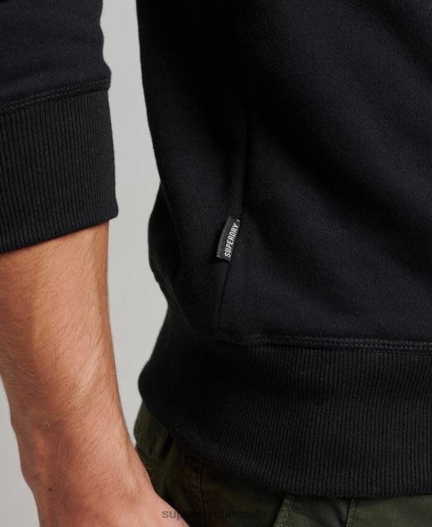 hombres Superdry negro sudadera con cuello redondo y logo esencial de algodón orgánico 2R68Z701