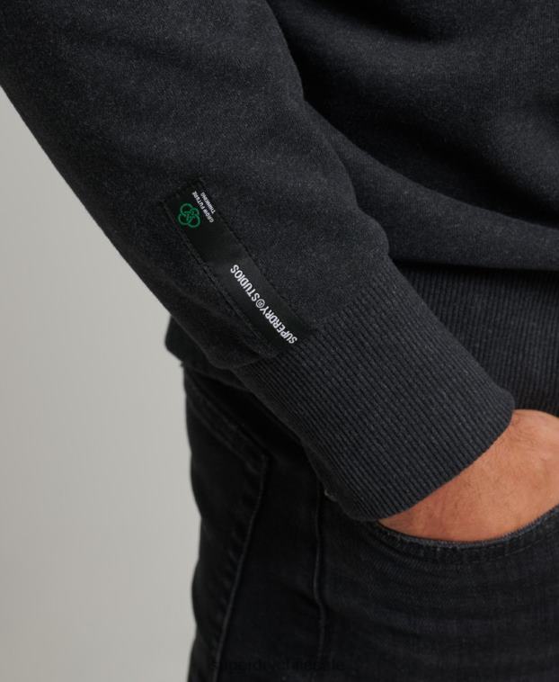hombres Superdry negro sudadera con cuello redondo y micro top reciclado 2R68Z889