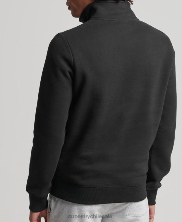 hombres Superdry negro sudadera con cuello tunecino y cremallera con logo vintage de algodón orgánico 2R68Z5047