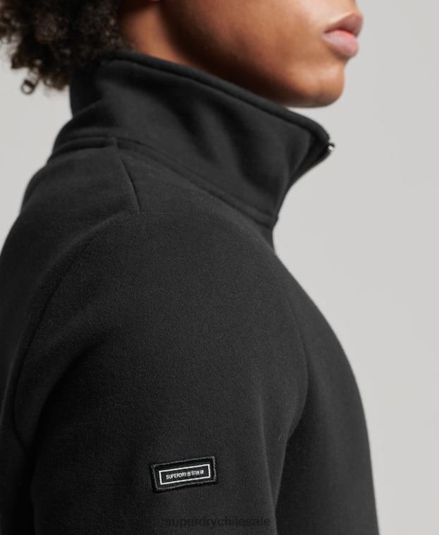 hombres Superdry negro sudadera con cuello tunecino y cremallera con logo vintage de algodón orgánico 2R68Z5047
