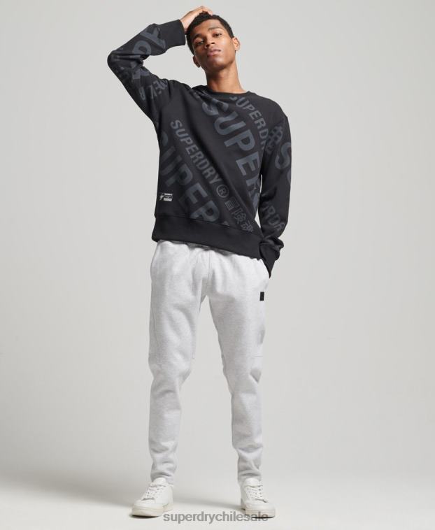 hombres Superdry negro sudadera con estampado de logo central en toda la prenda 2R68Z5802