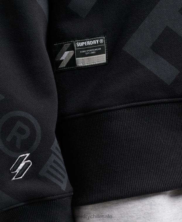 hombres Superdry negro sudadera con estampado de logo central en toda la prenda 2R68Z5802