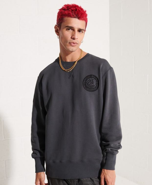 hombres Superdry negro sudadera con estampado gráfico de expedición 2R68Z5057