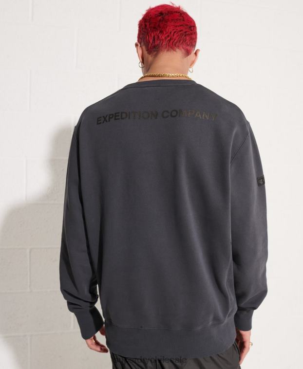 hombres Superdry negro sudadera con estampado gráfico de expedición 2R68Z5057