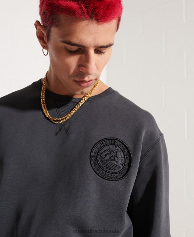 hombres Superdry negro sudadera con estampado gráfico de expedición 2R68Z5057