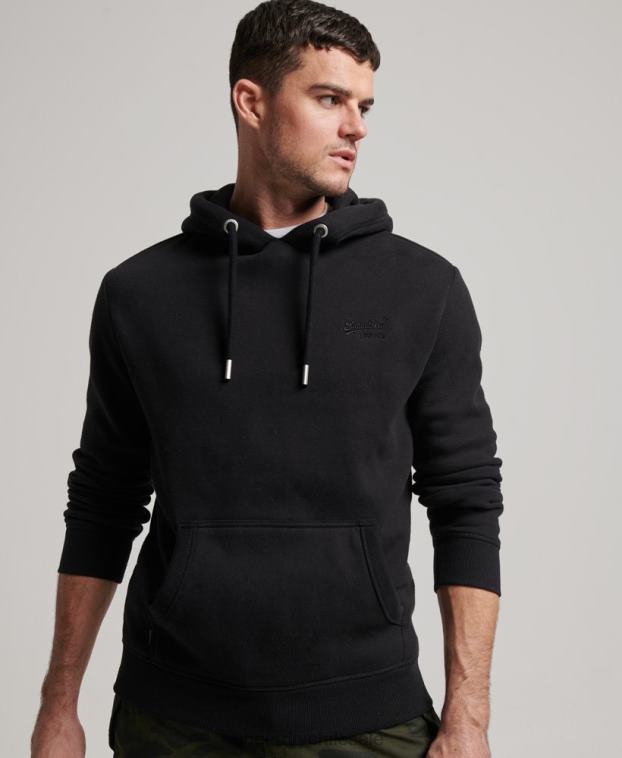 hombres Superdry negro sudadera con logo bordado 2R68Z685