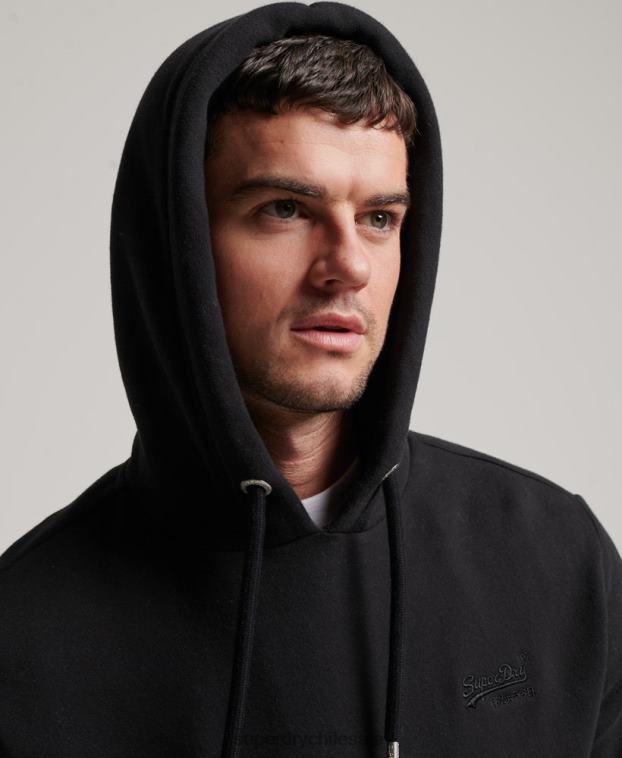 hombres Superdry negro sudadera con logo bordado 2R68Z685