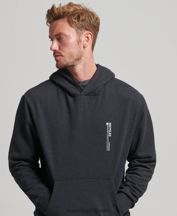 hombres Superdry negro sudadera con micro lateral reciclado 2R68Z4991
