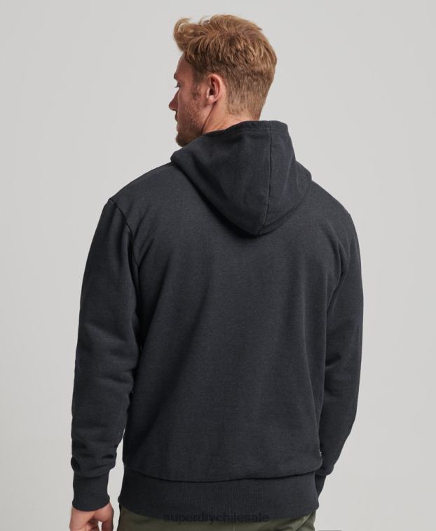 hombres Superdry negro sudadera con micro lateral reciclado 2R68Z4991