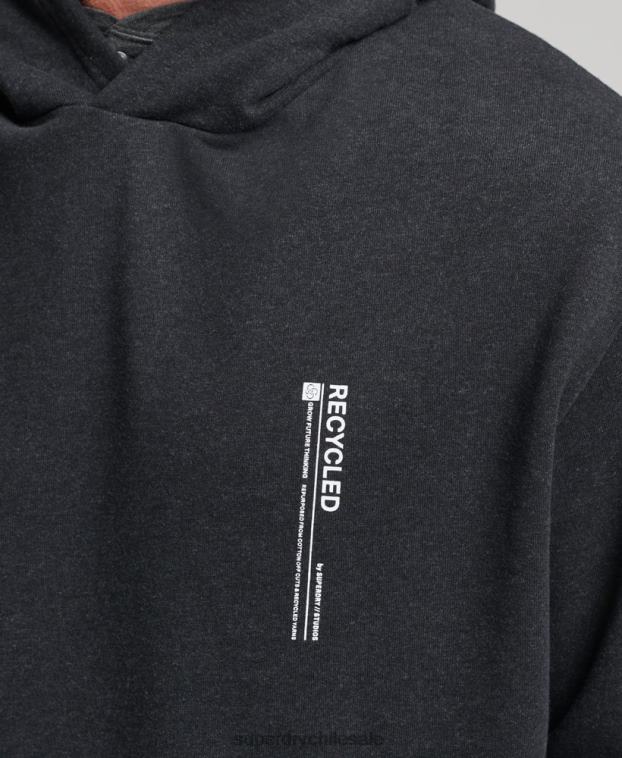 hombres Superdry negro sudadera con micro lateral reciclado 2R68Z4991