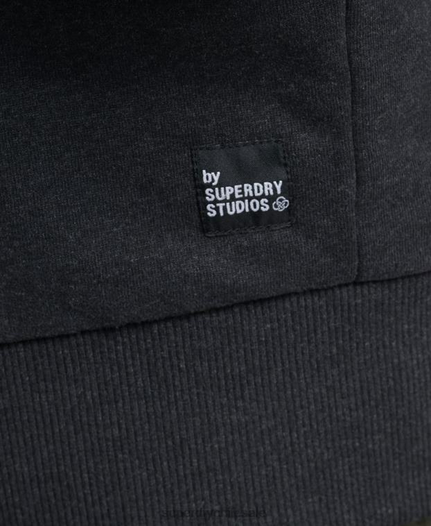 hombres Superdry negro sudadera con micro lateral reciclado 2R68Z4991