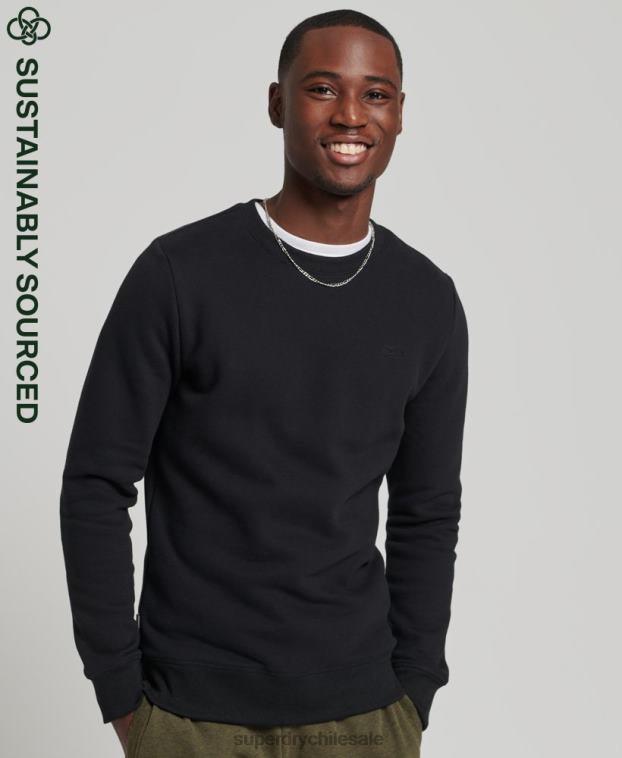 hombres Superdry negro sudadera de algodón orgánico con logo vintage 2R68Z527