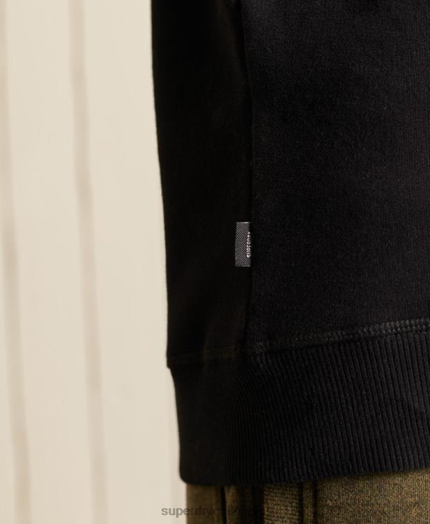 hombres Superdry negro sudadera de algodón orgánico con logo vintage 2R68Z771