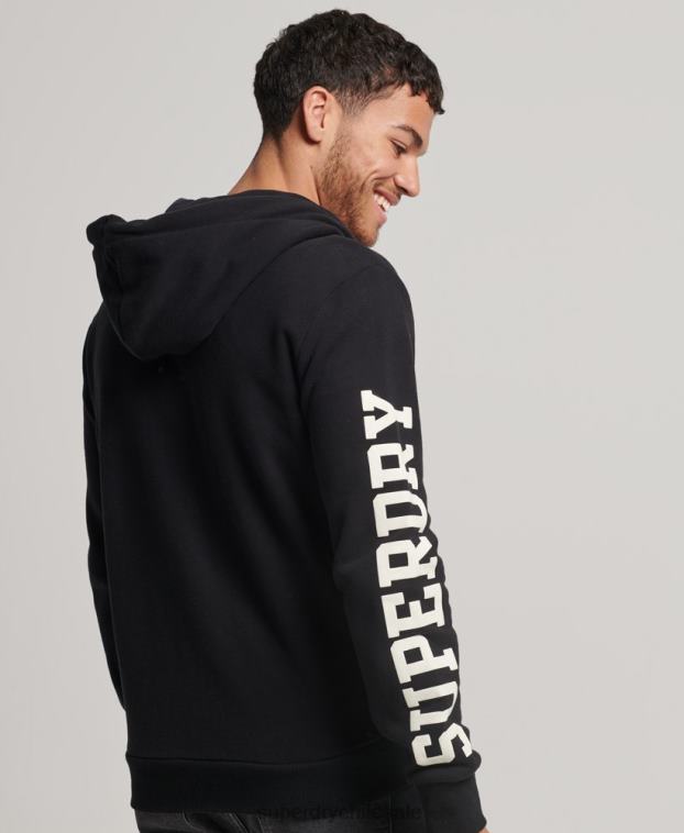 hombres Superdry negro sudadera deportiva con capucha y cremallera 2R68Z473