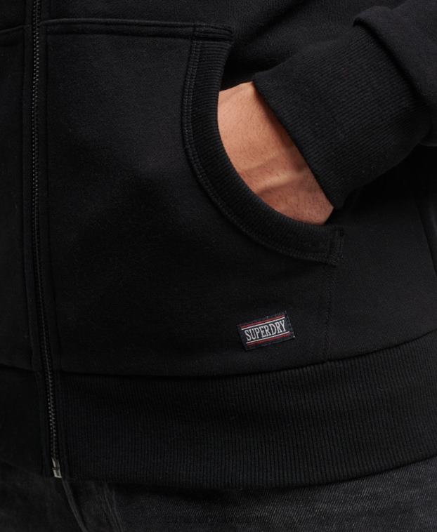 hombres Superdry negro sudadera deportiva con capucha y cremallera 2R68Z473
