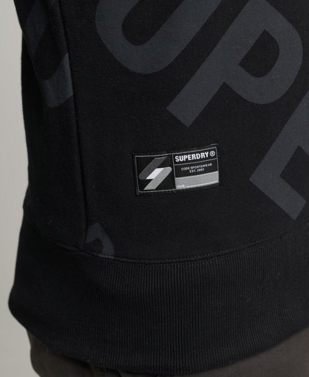 hombres Superdry negro sudadera holgada con cuello redondo y logo estampado 2R68Z786