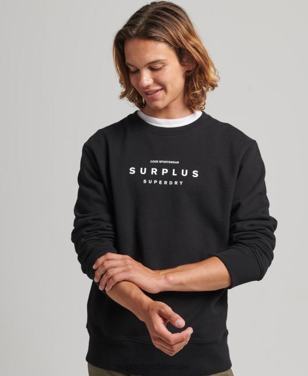 hombres Superdry negro sudadera holgada con gráfico de excedente 2R68Z819