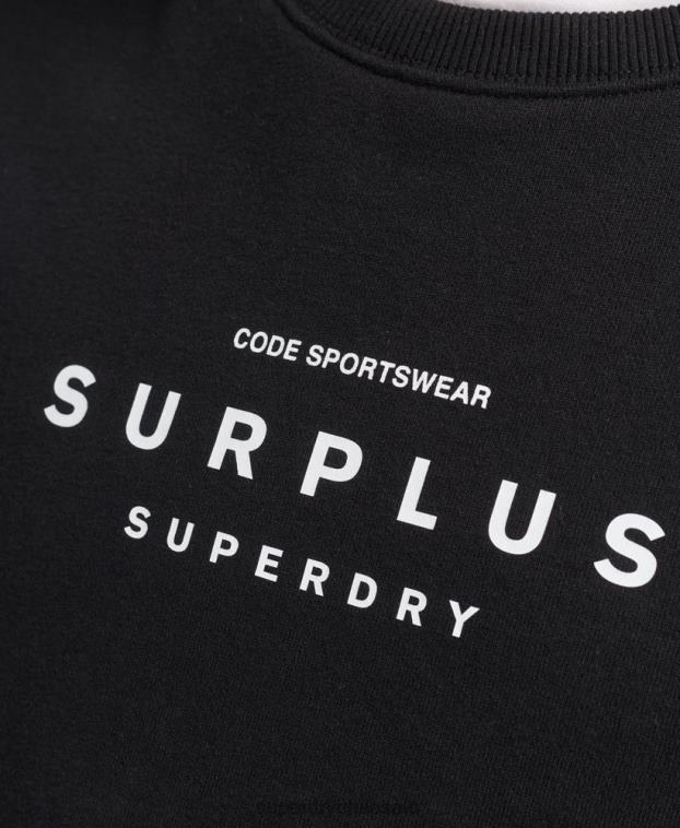 hombres Superdry negro sudadera holgada con gráfico de excedente 2R68Z819