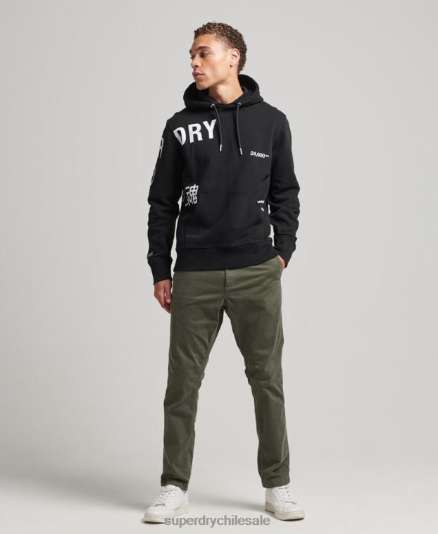 hombres Superdry negro sudadera holgada con logo estampado 2R68Z5084