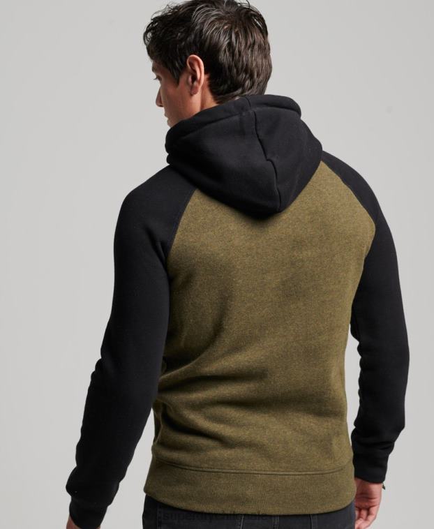 hombres Superdry negro sudadera raglan heritage con logo vintage de algodón orgánico 2R68Z509