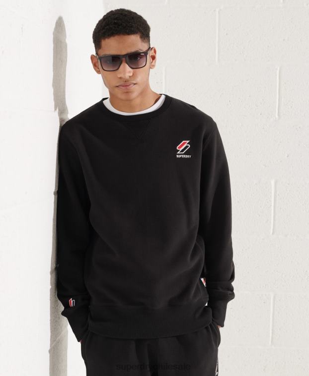 hombres Superdry negro sudadera sportstyle esencial con cuello redondo 2R68Z814