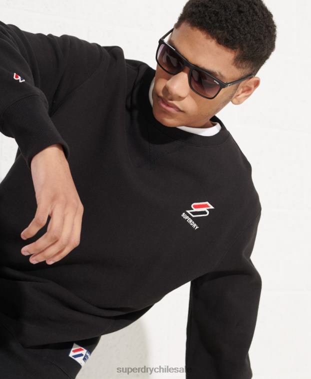 hombres Superdry negro sudadera sportstyle esencial con cuello redondo 2R68Z814