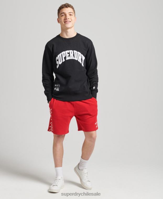 hombres Superdry negro sudadera varsity arch crew 2R68Z5134