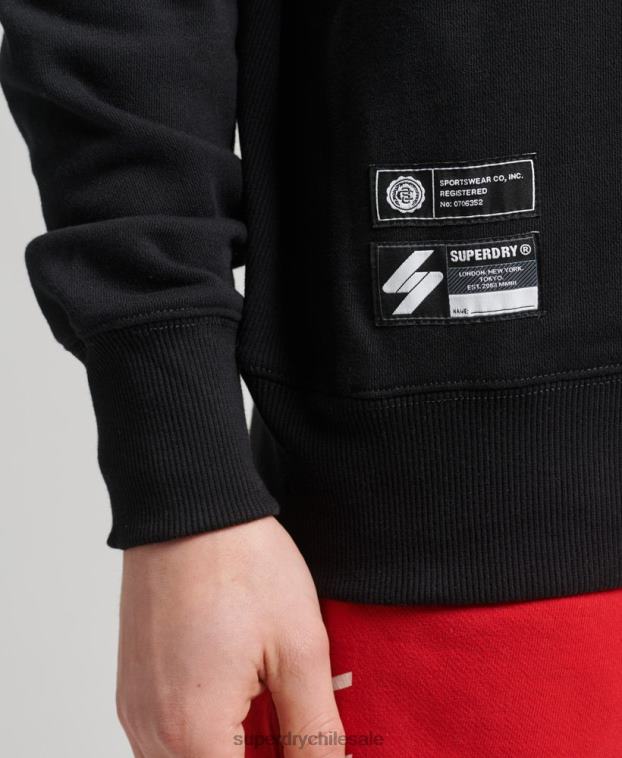 hombres Superdry negro sudadera varsity arch crew 2R68Z5134