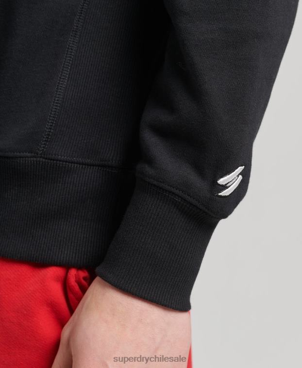 hombres Superdry negro sudadera varsity arch crew 2R68Z5134