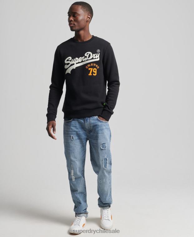 hombres Superdry negro sudadera vintage con logo de interés 2R68Z740