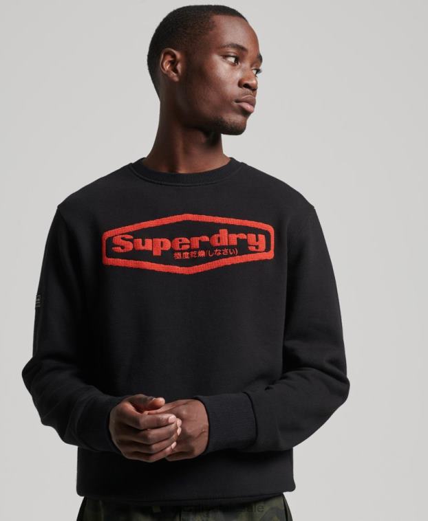 hombres Superdry negro sudadera vintage con logo de juego de los 90 2R68Z5074