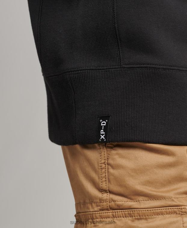 hombres Superdry negro sudadera xp-d con mezcla de tejidos híbridos 2R68Z794
