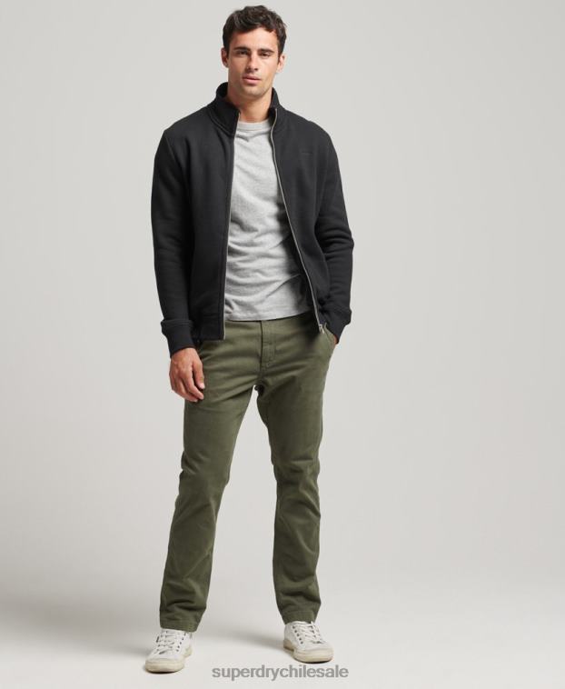 hombres Superdry negro top deportivo de algodón orgánico con cremallera y logo vintage 2R68Z5030