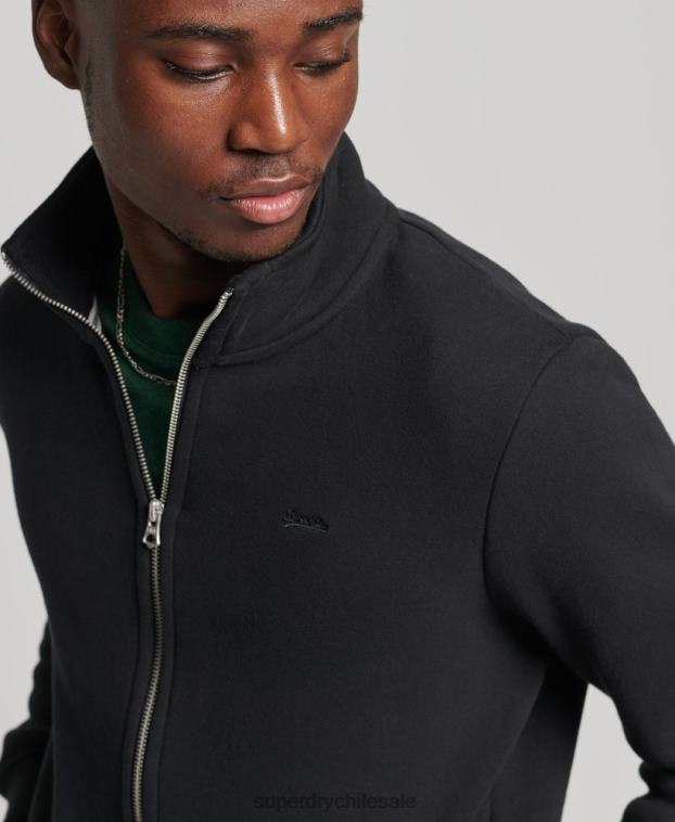 hombres Superdry negro top deportivo de algodón orgánico con cremallera y logo vintage 2R68Z5153