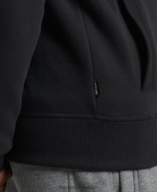 hombres Superdry negro top deportivo de algodón orgánico con cremallera y logo vintage 2R68Z5153