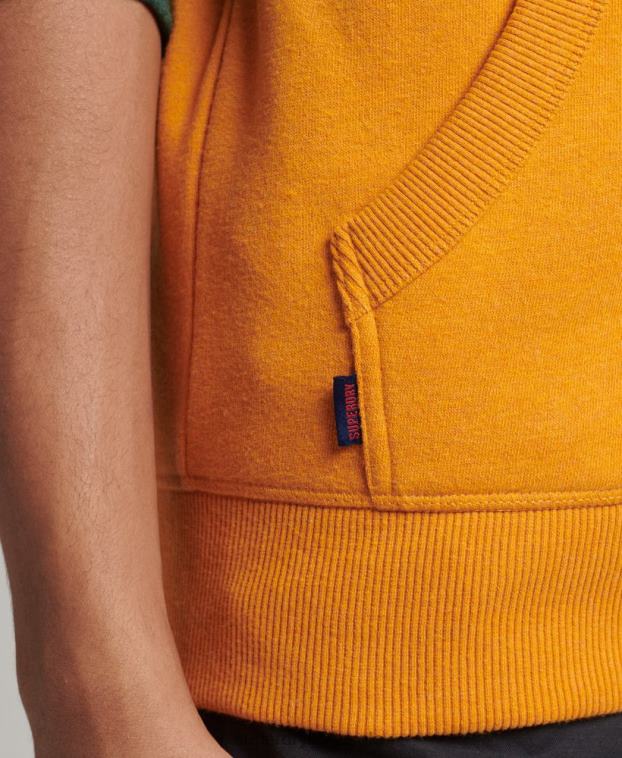 hombres Superdry oro sudadera con capucha y cremallera de béisbol con logo esencial de algodón orgánico 2R68Z803