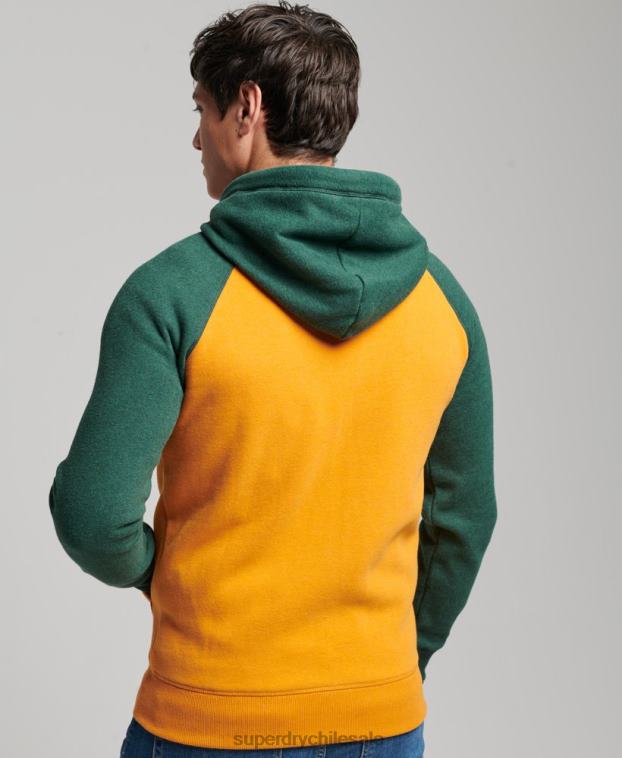 hombres Superdry oro sudadera con capucha y logo vintage bordado 2R68Z490
