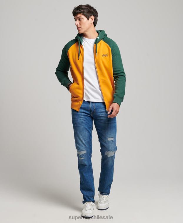 hombres Superdry oro sudadera con capucha y logo vintage bordado 2R68Z490